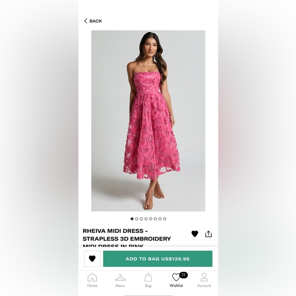 Hot pink ShowPo dress with floral embroidered decals. - Picture 2 of 2